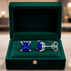 Minimalist Princess Cut White Gold Earrings
