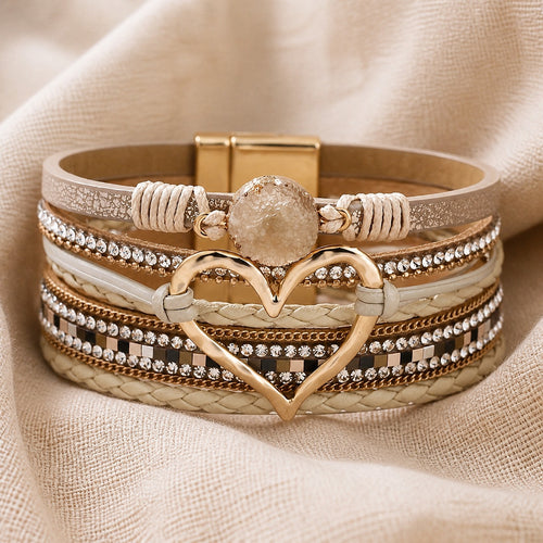 Artisan Woven Boho Heart Bracelet