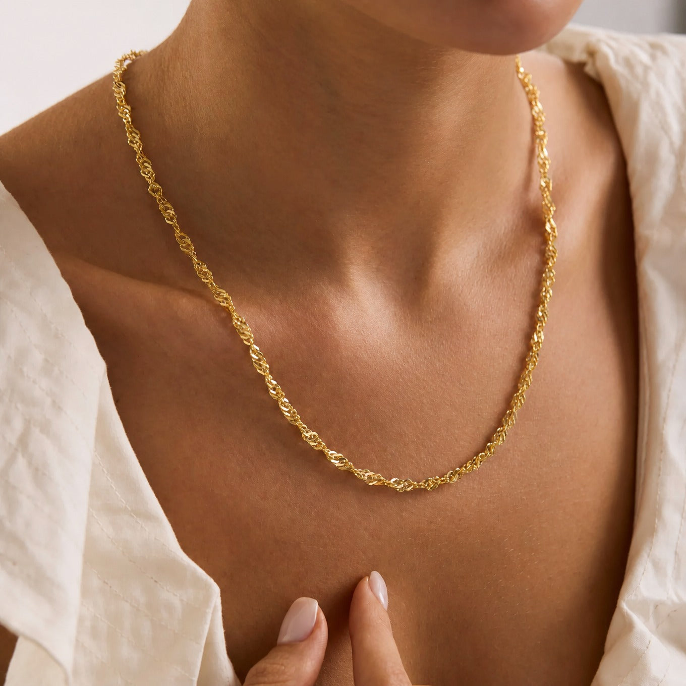 Golden Twist Chain Necklace