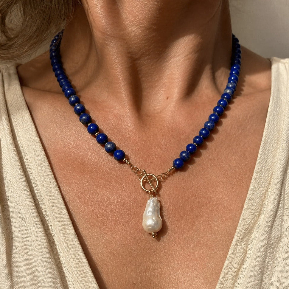 Celestial Lapis Pearl Necklace
