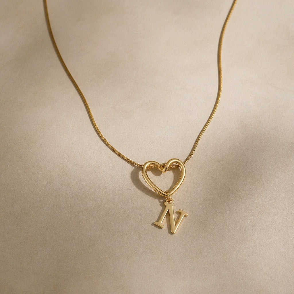 Evermore Heart Initial Necklace