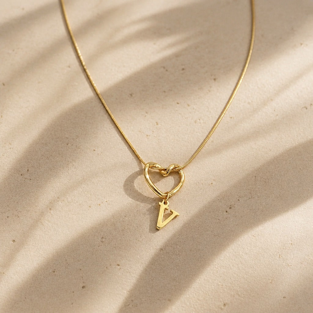 Evermore Heart Initial Necklace