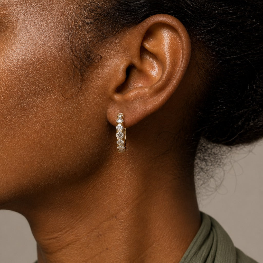 Polished Zirconia Hoop Earrings