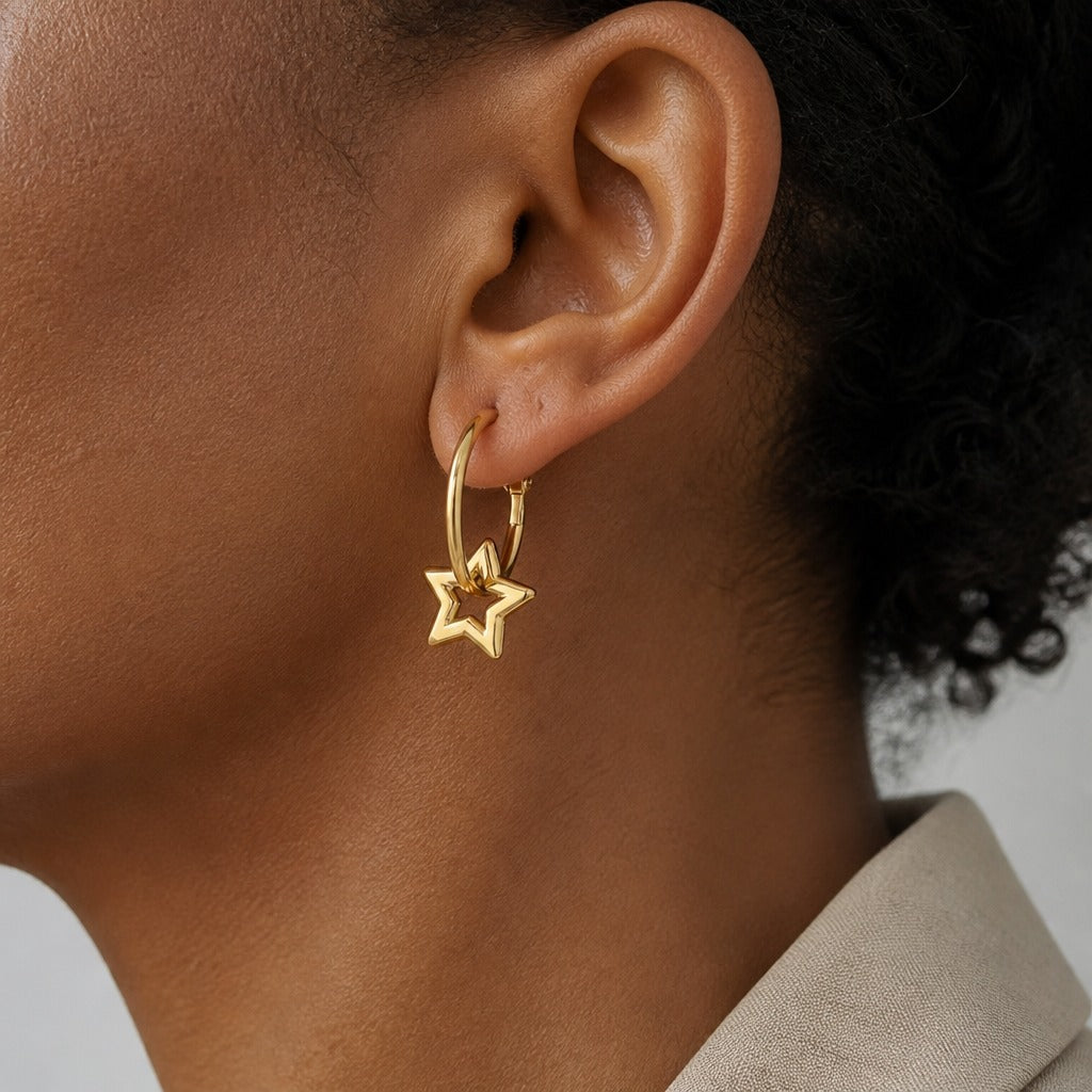 Star Gold Hoop Earrings