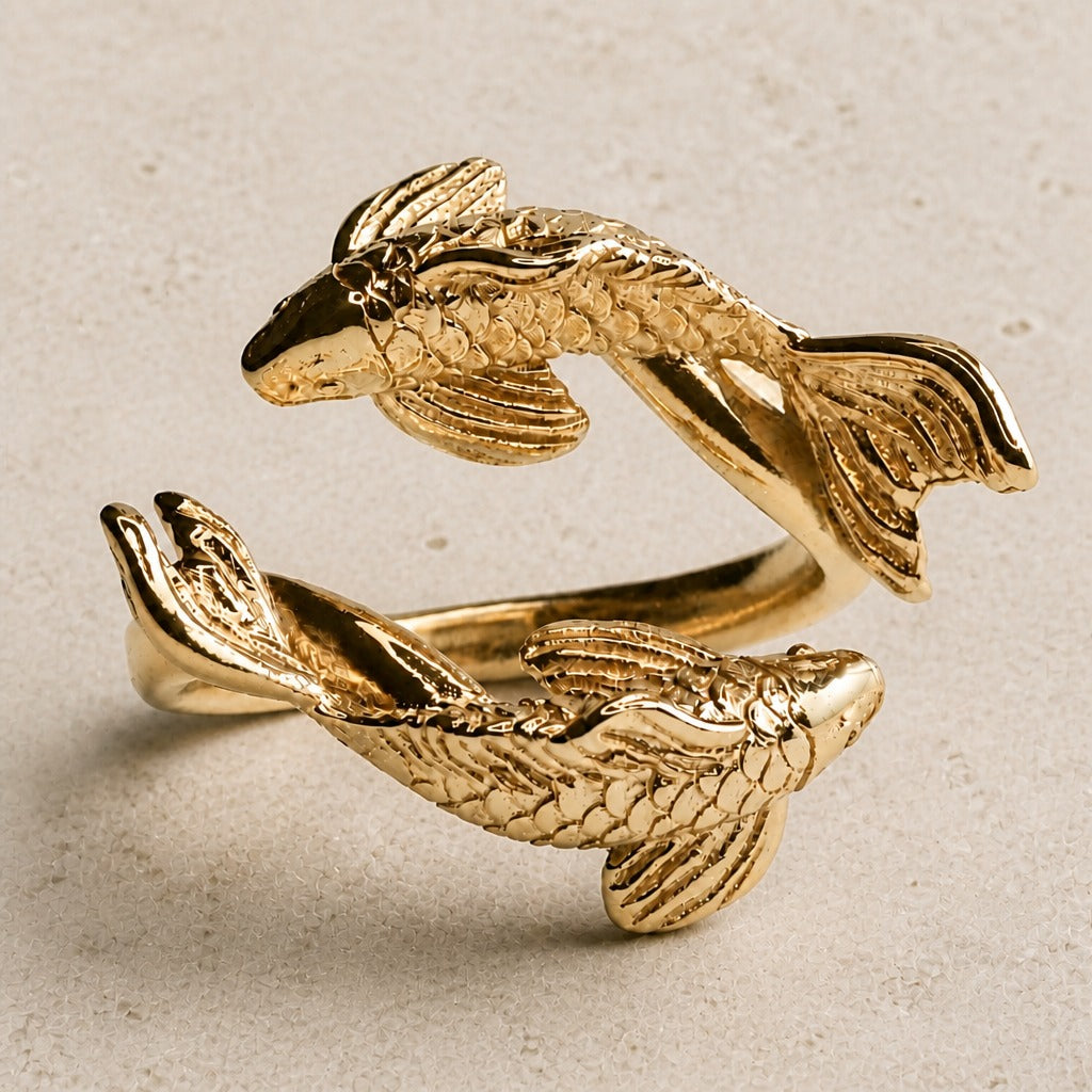 Vintage Koi Charm Ring