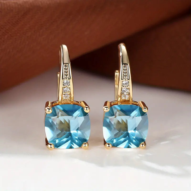 Mystic Stone Gold Hoop Earrings