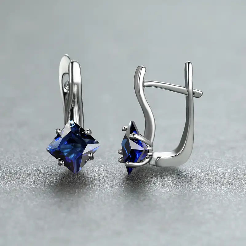 Blue Crystal Petal Earrings