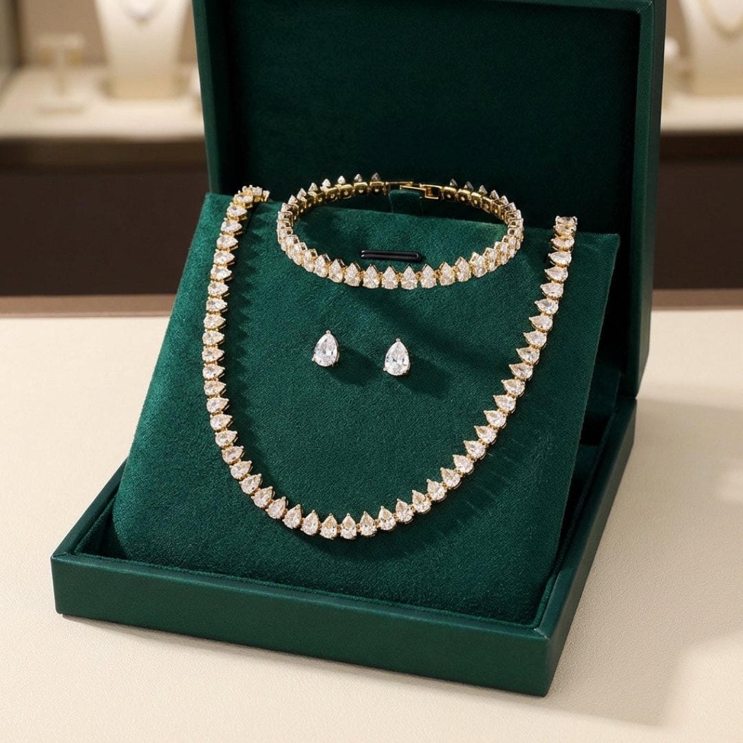 Gorgeous Clear Round Cubic Zirconia Full Set