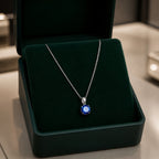 Round Cut Sapphire White Gold Necklace