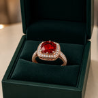 Ruby Halo Rose Gold Statement Ring