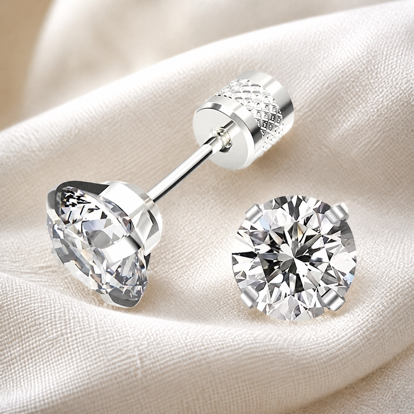 Exquisite White Zirconia Studs