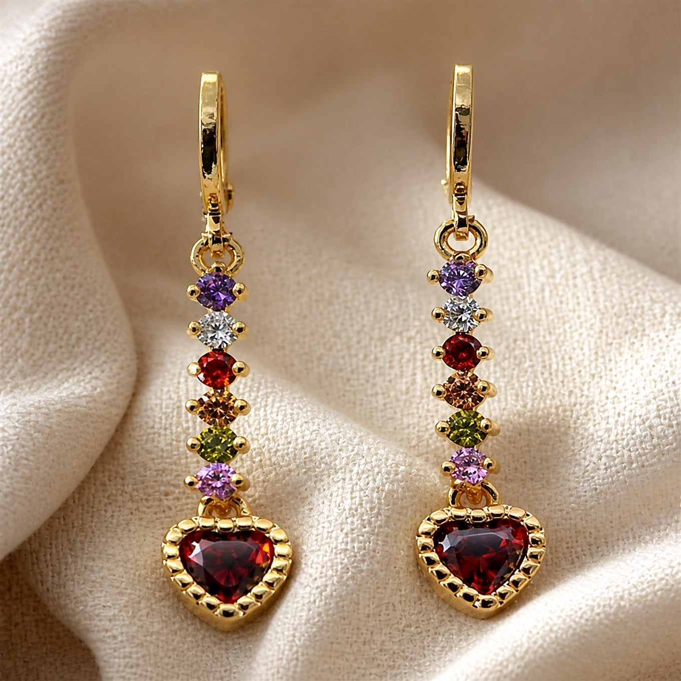 Colorful Heart Dangle Earrings