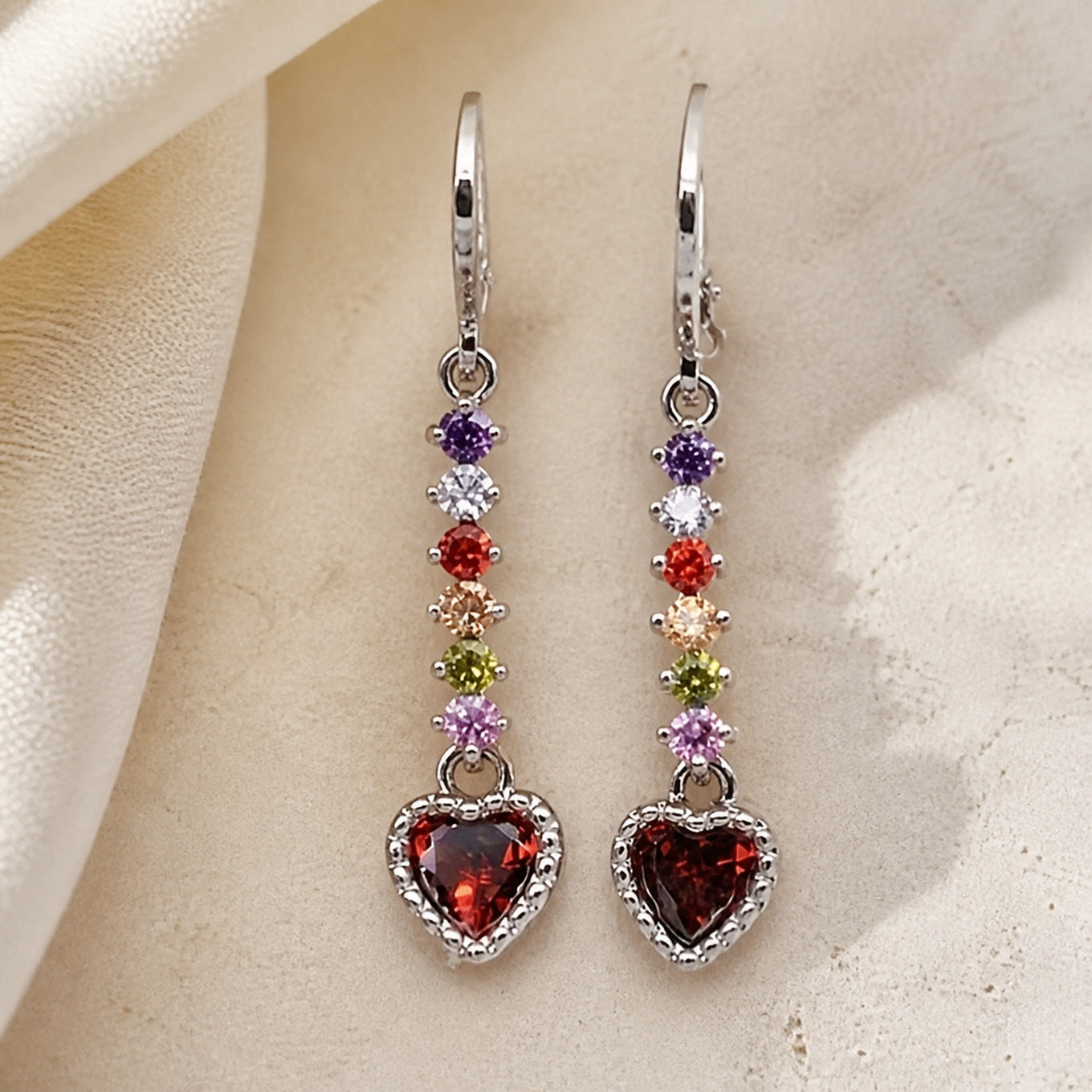 Colorful Heart Dangle Earrings