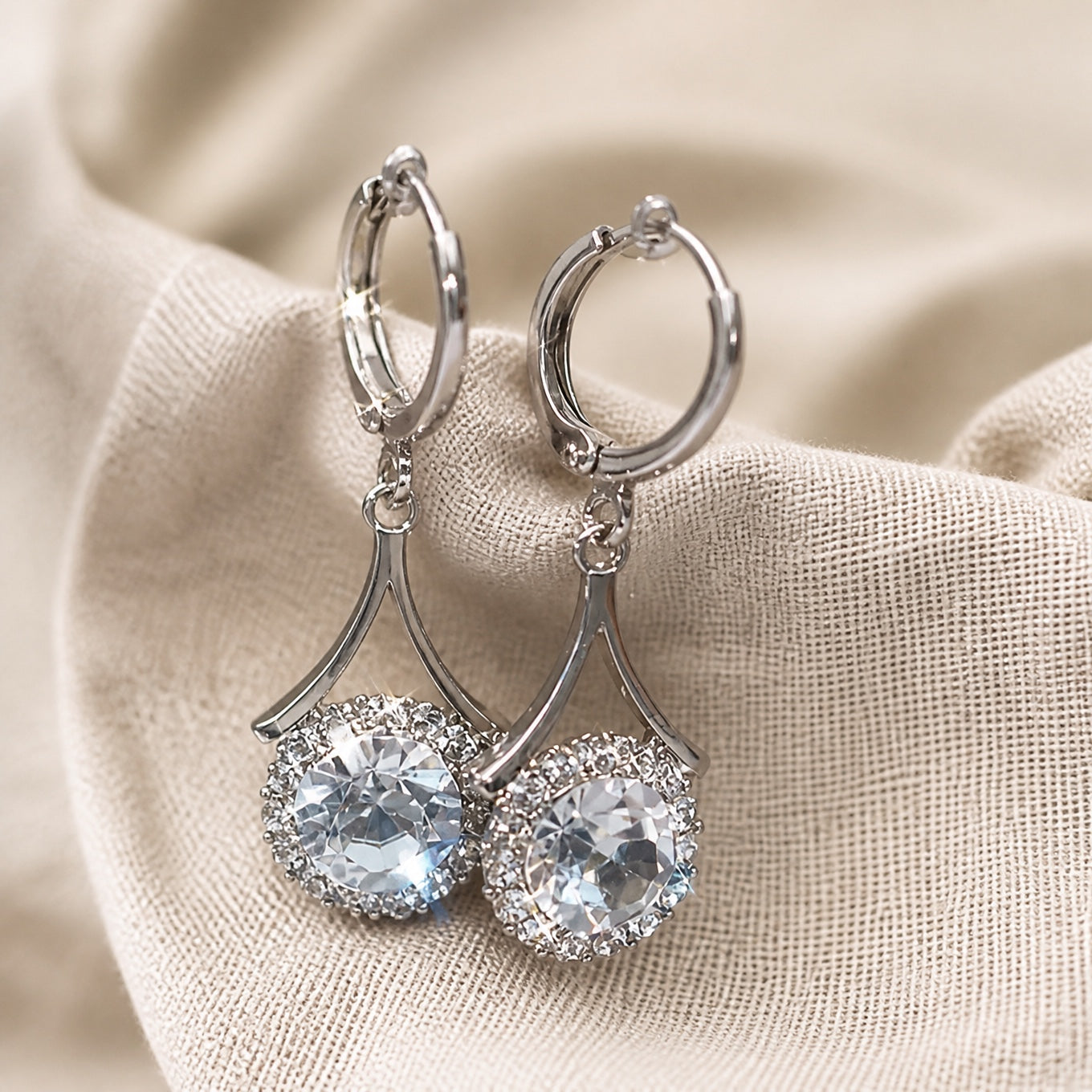Refined Zirconia Pendant Earrings