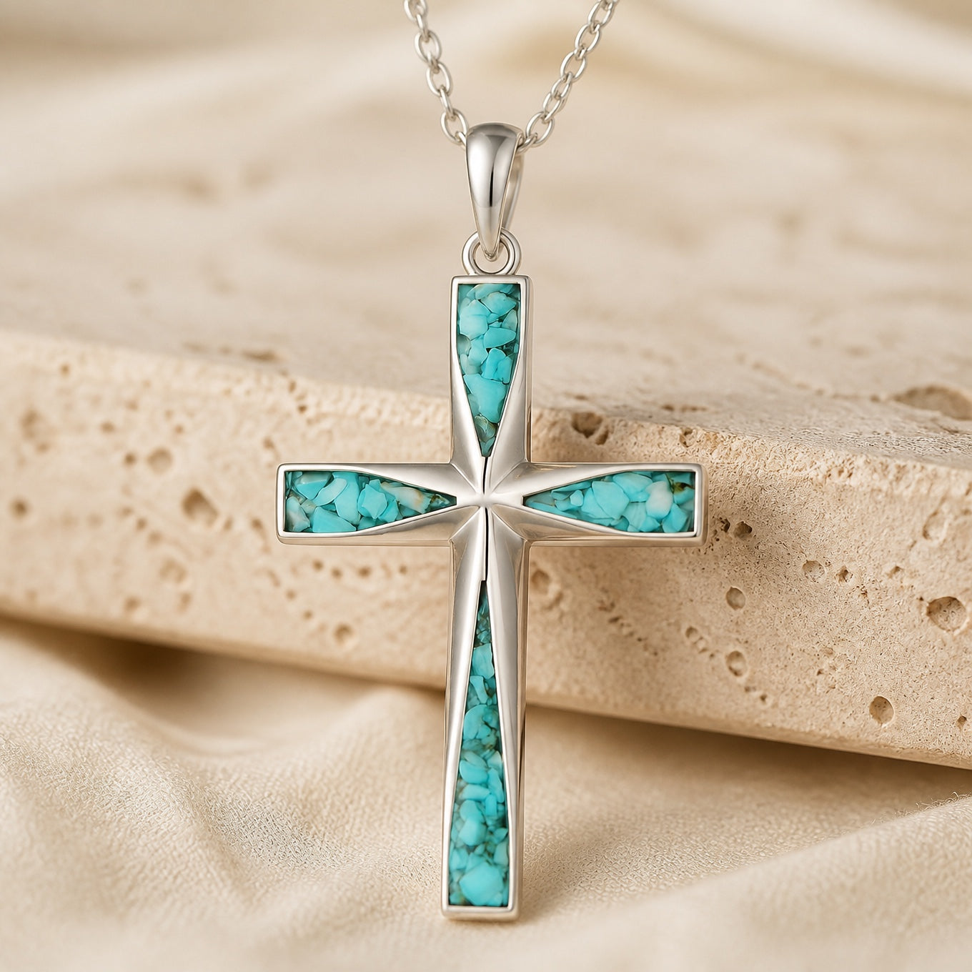 Turquoise Cross Pendant Necklace