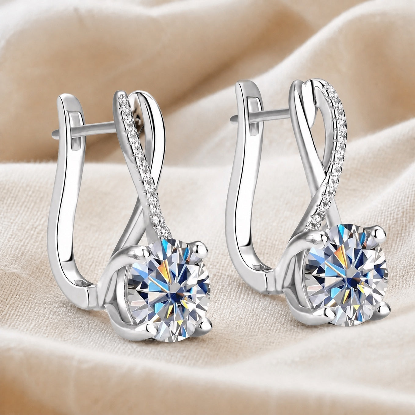 Solitaire Twisted Pearl Earrings
