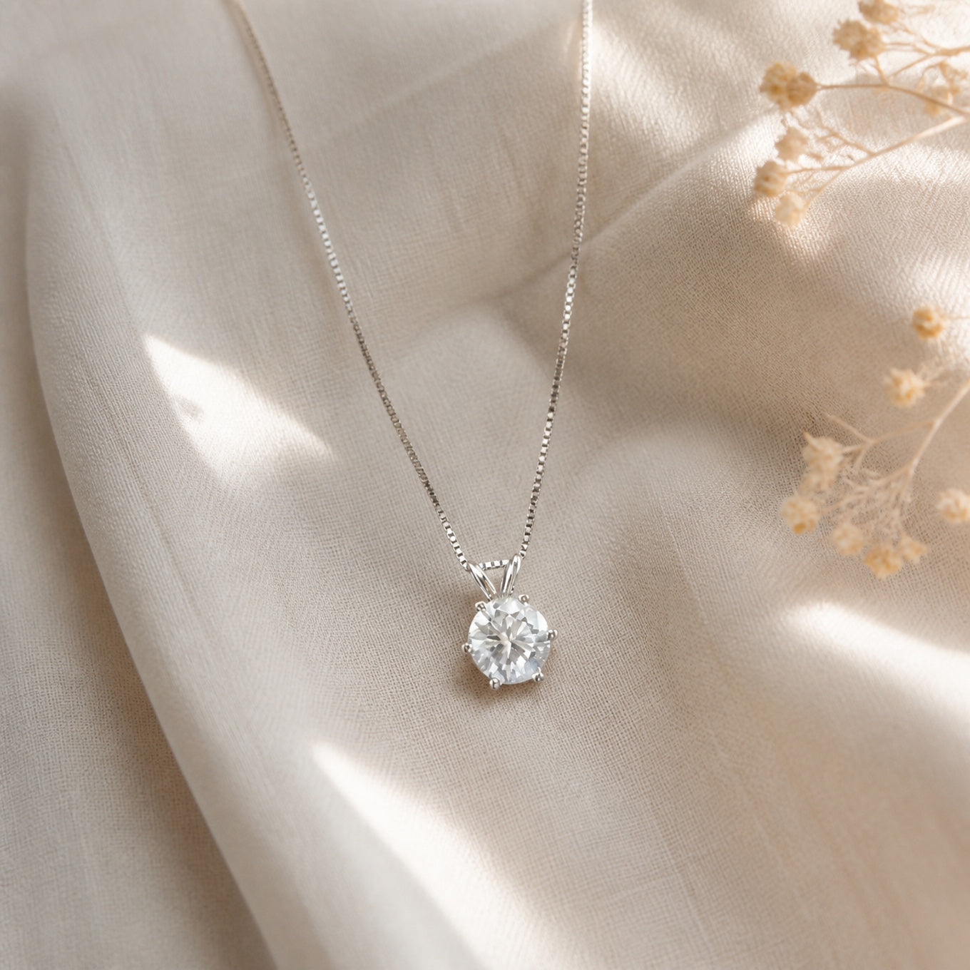 Shimmering Solitaire Pendant Necklace
