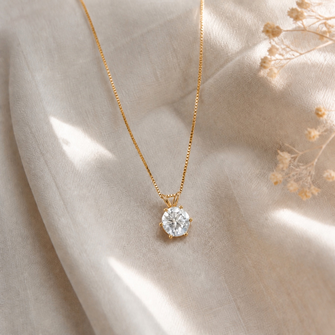 Shimmering Solitaire Pendant Necklace
