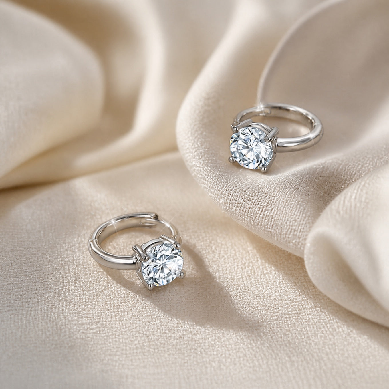 Minimalist Solitaire Hoop Earrings