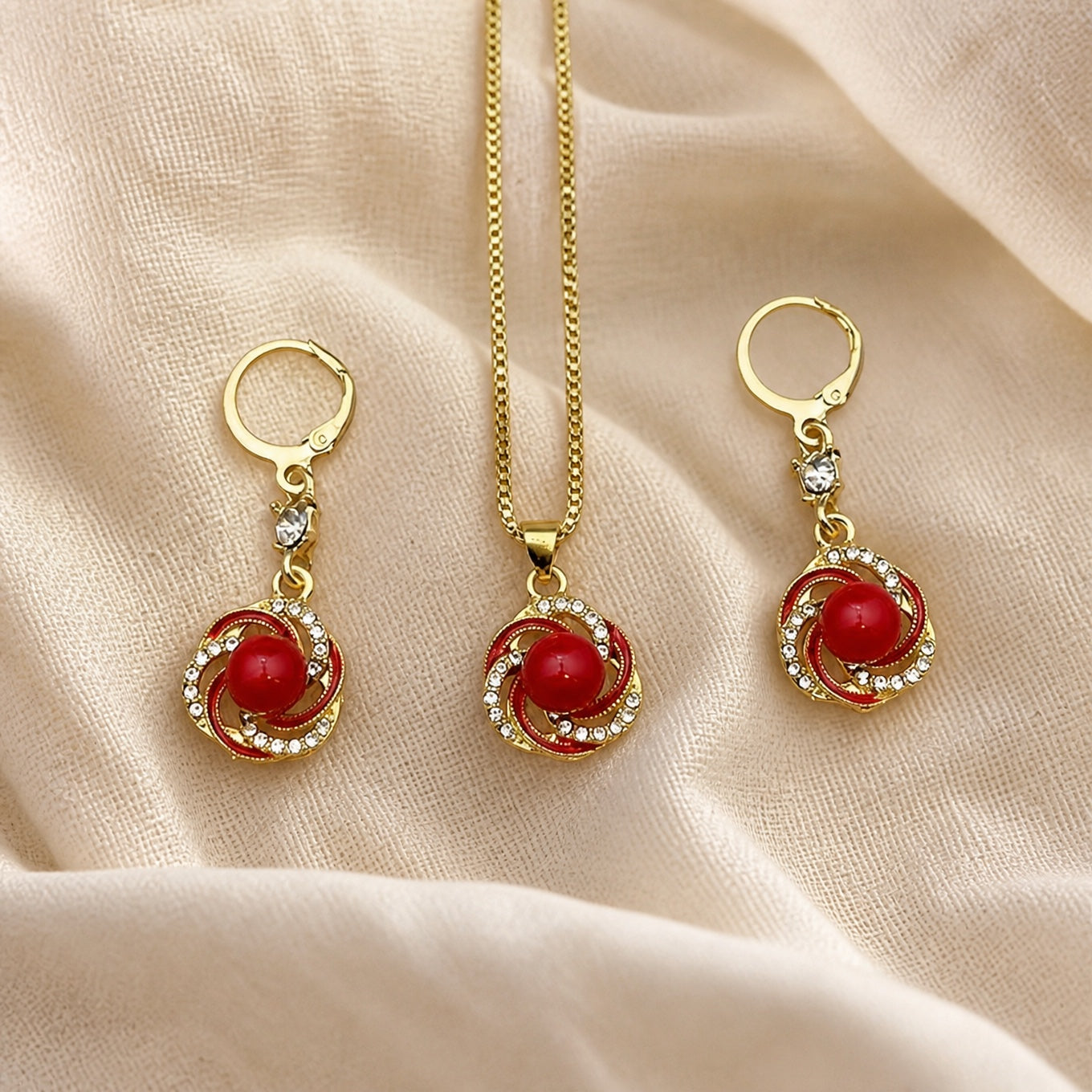 Shimmering Crystal Necklace Earrings