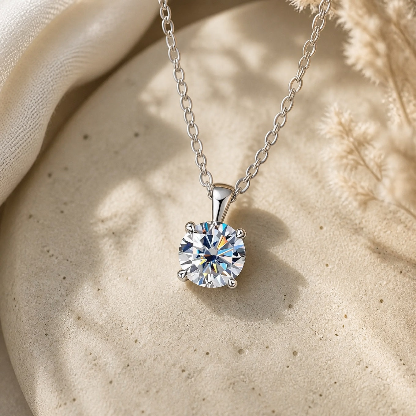 Shimmering Solitaire Drop Necklace