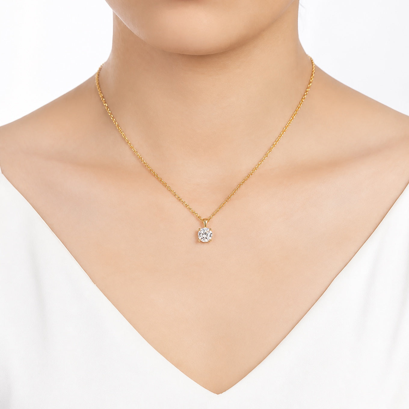 Shimmering Solitaire Drop Necklace