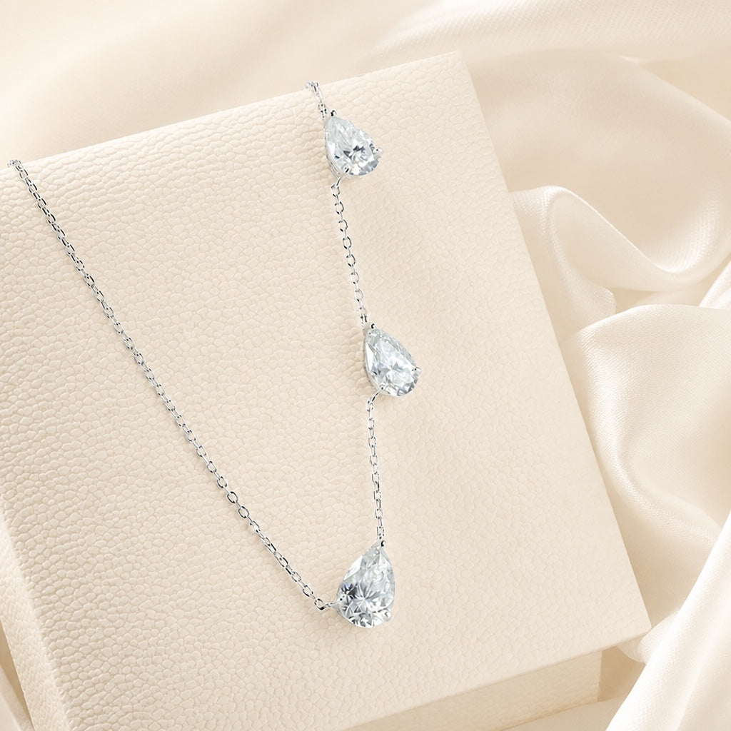 Gradient Pear Cut Crystal Necklace