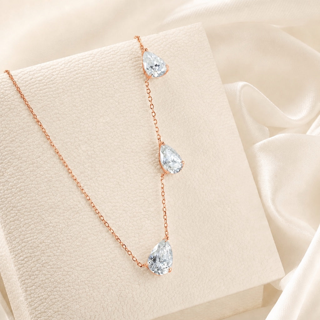 Gradient Pear Cut Crystal Necklace
