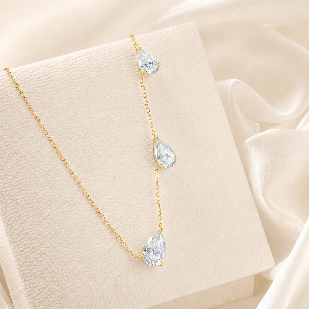 Gradient Pear Cut Crystal Necklace