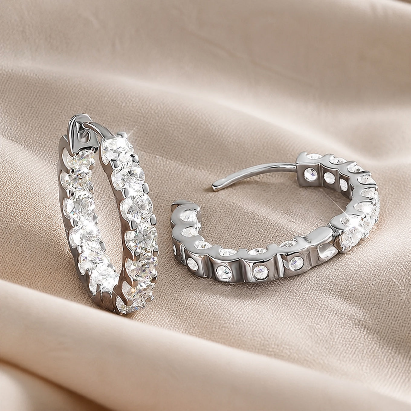 Polished Zirconia Hoop Earrings