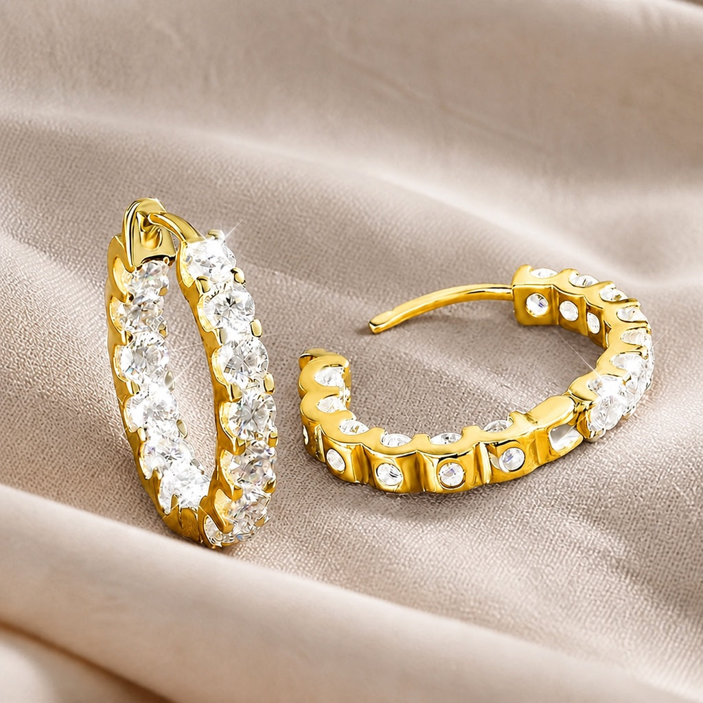 Polished Zirconia Hoop Earrings