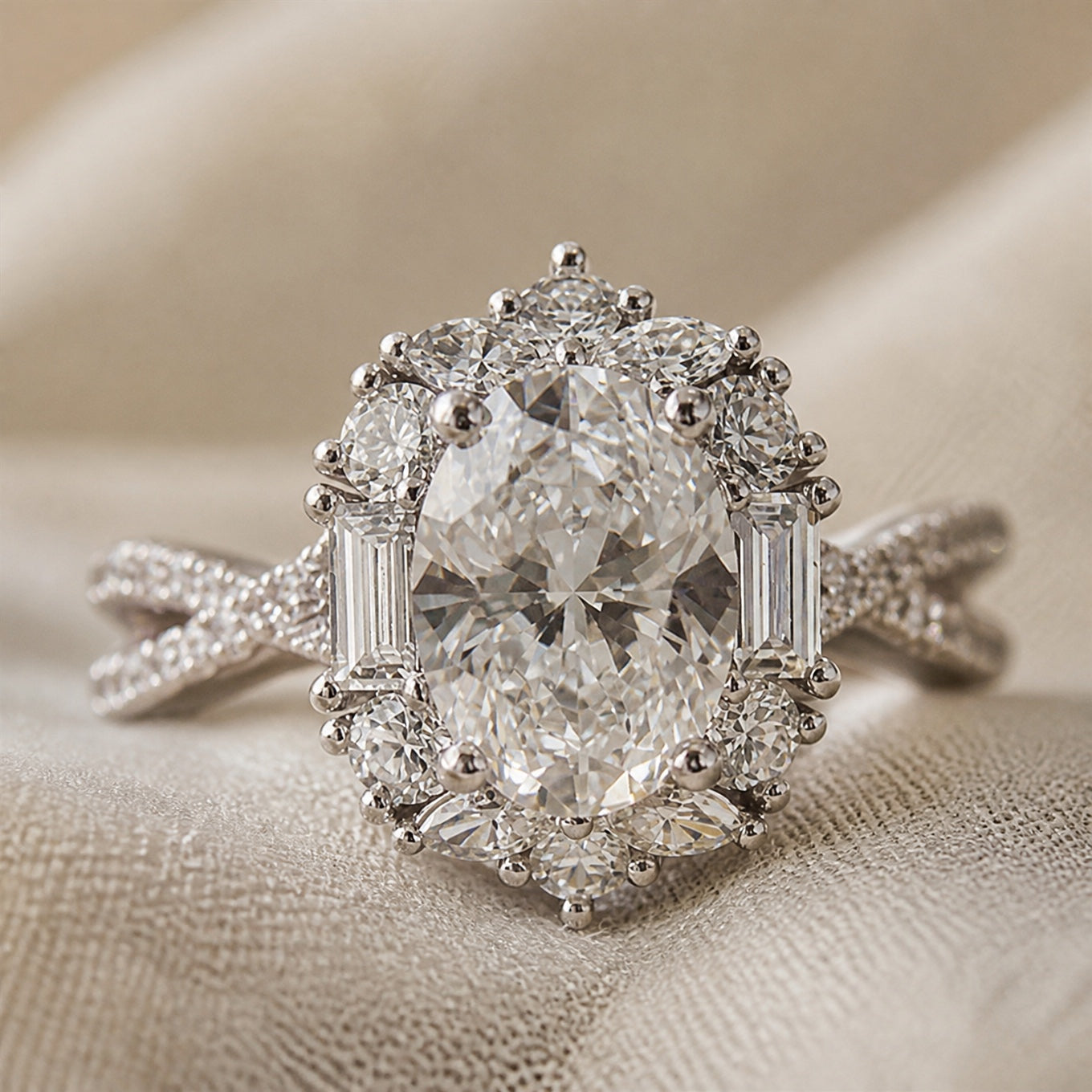 Regal Oval Crystal Sterling Ring