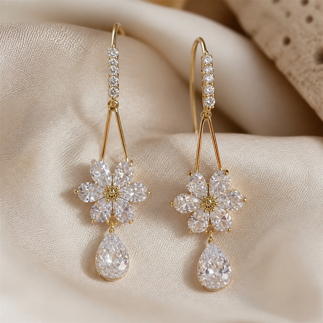 Exquisite Flower Droplet Earrings