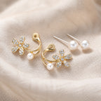 Floral Pearl Stud Earrings
