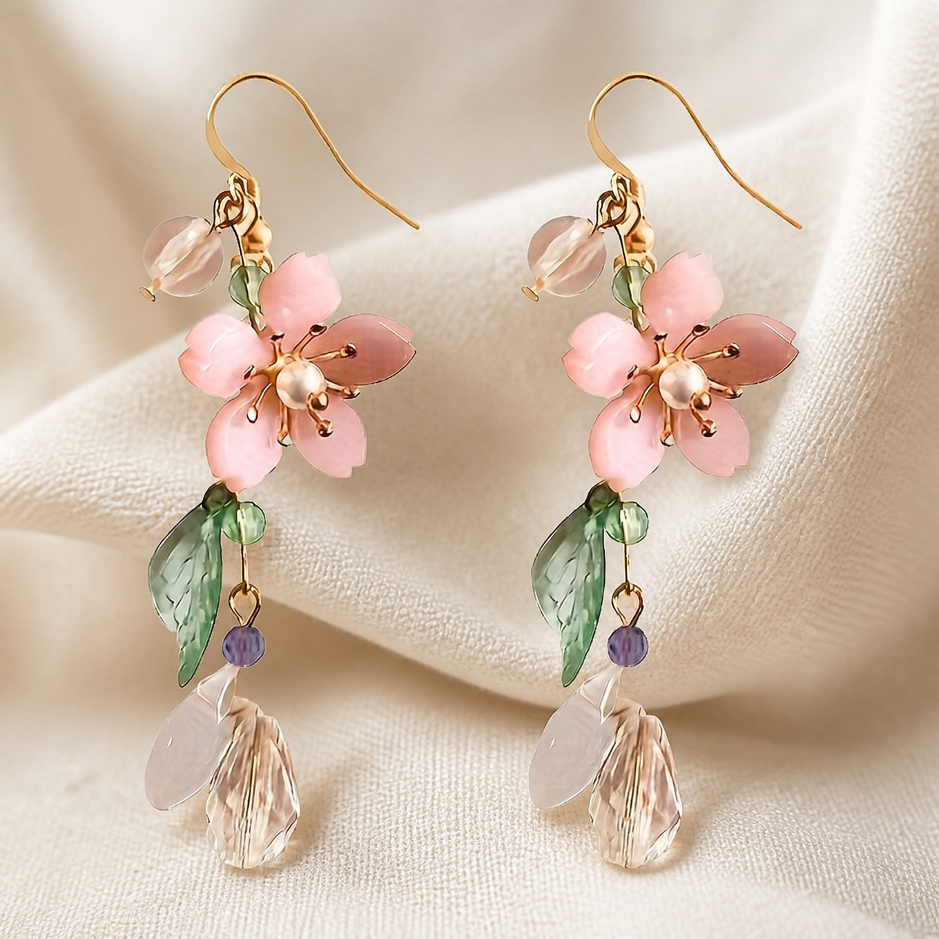 Floral Pink Cherry Blossom Earrings