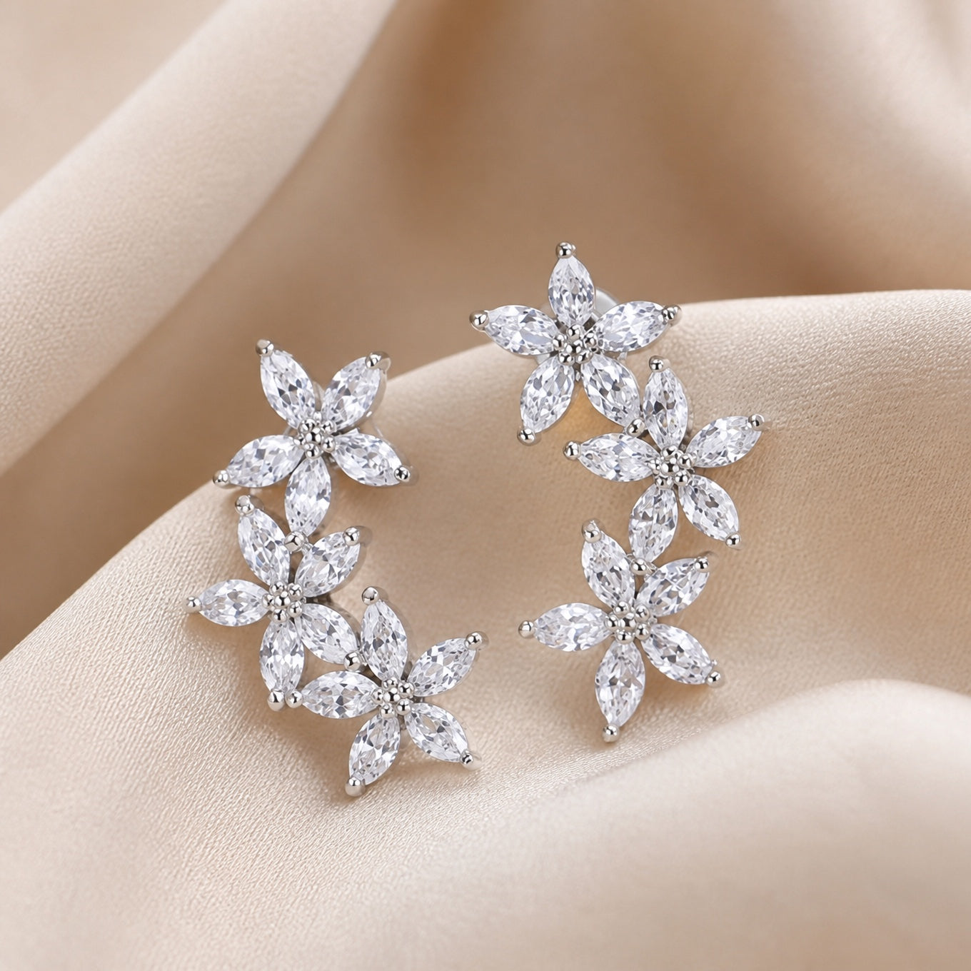 Shimmering Flowers Stud Earrings