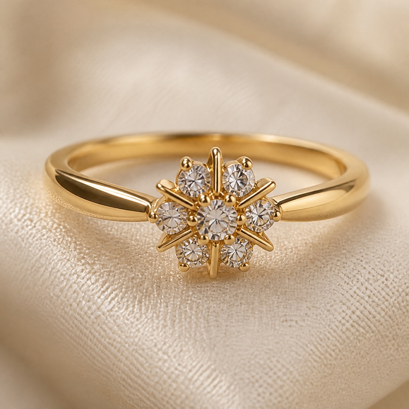 Flower Ring with Synthetic Zirconia