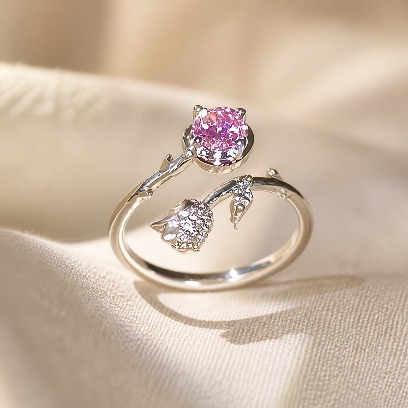 Delicate Zirconia Rose Ring