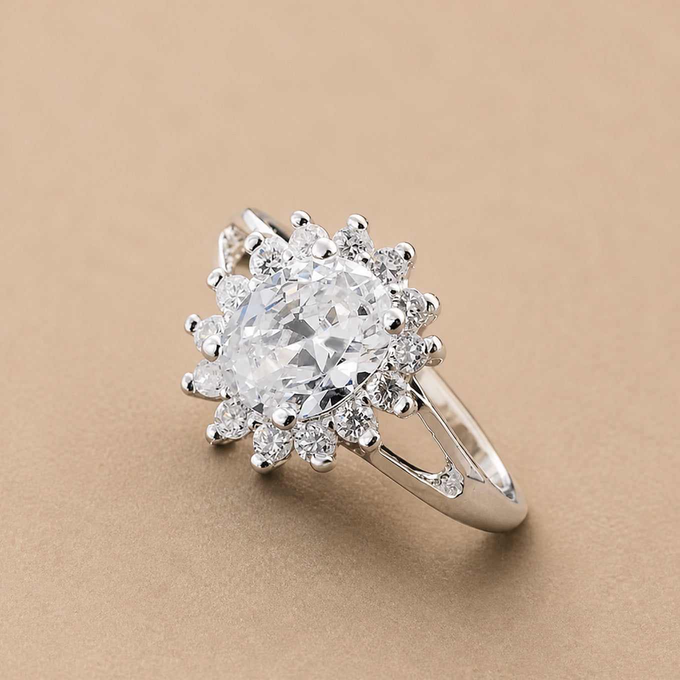 Opulent Floral Crystal Ring