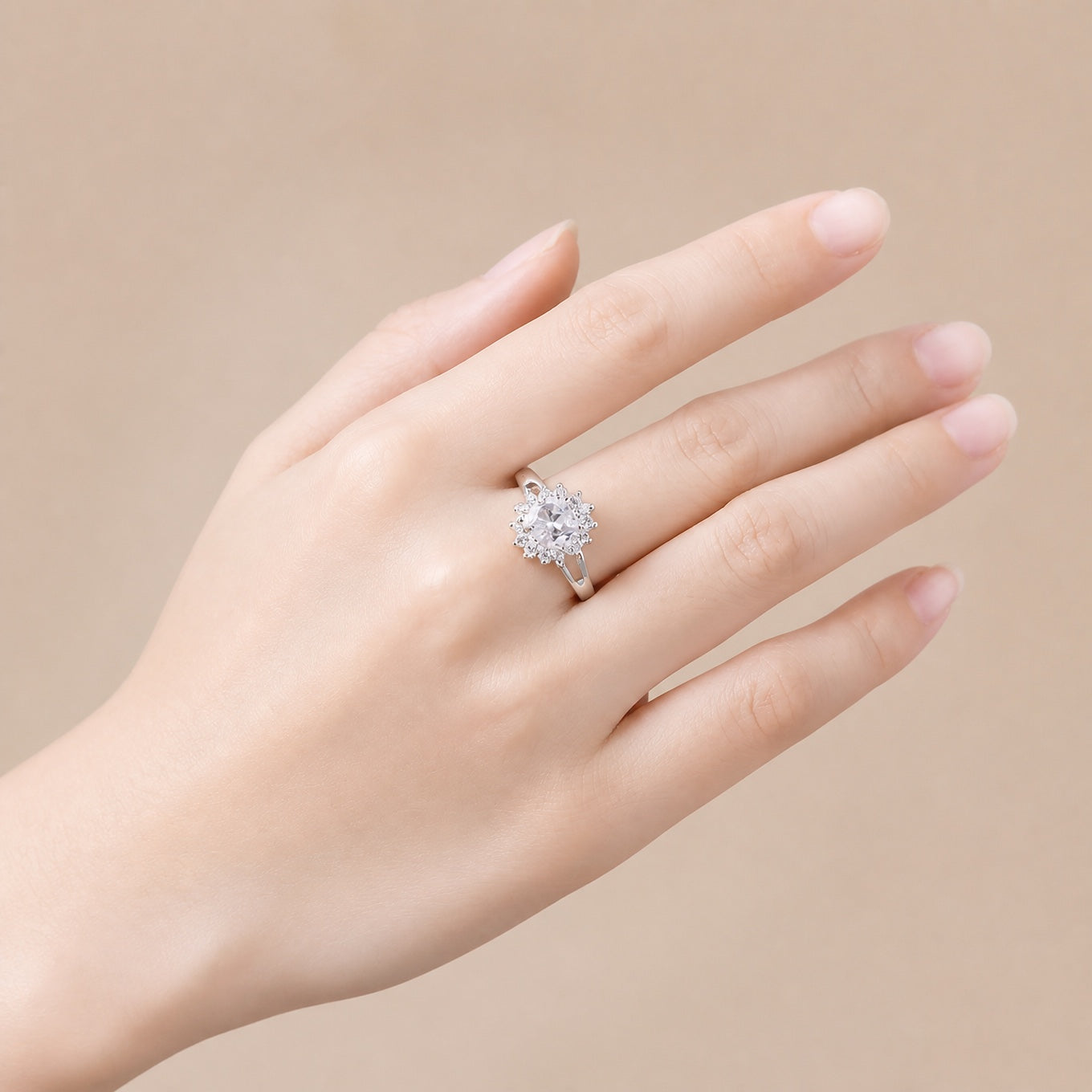 Opulent Floral Crystal Ring