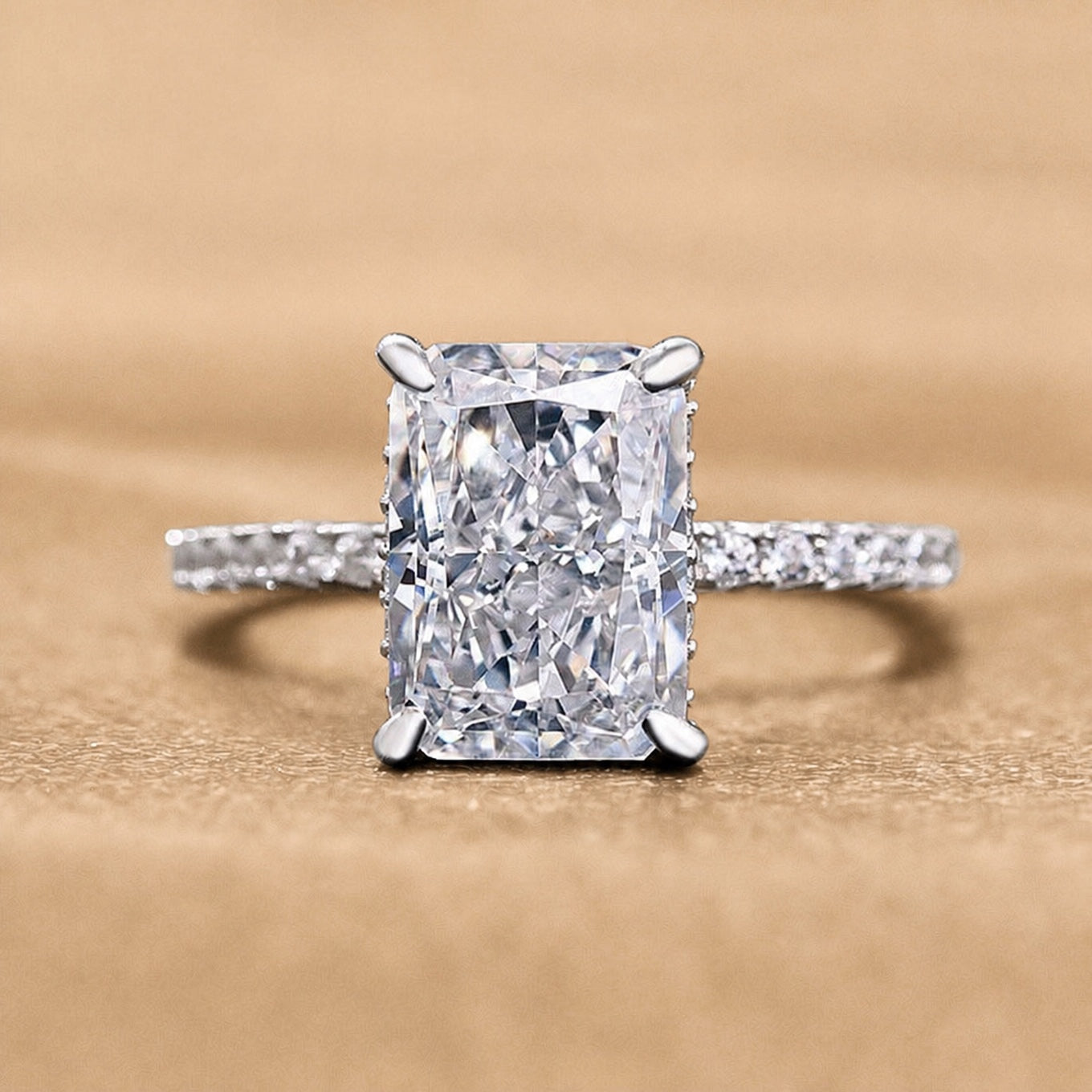 Radiant Triangular Crystal Rings