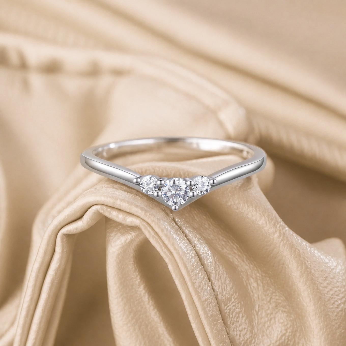 Petite Crystal Chevron Ring