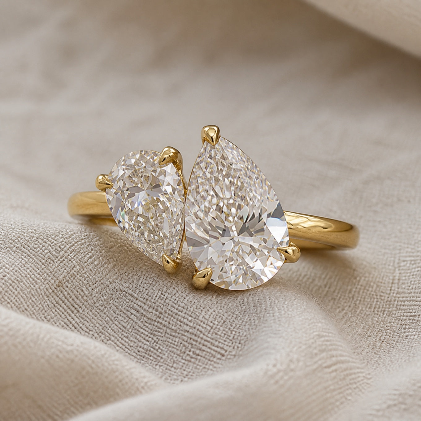 Duo Pear Cut Crystal Ring