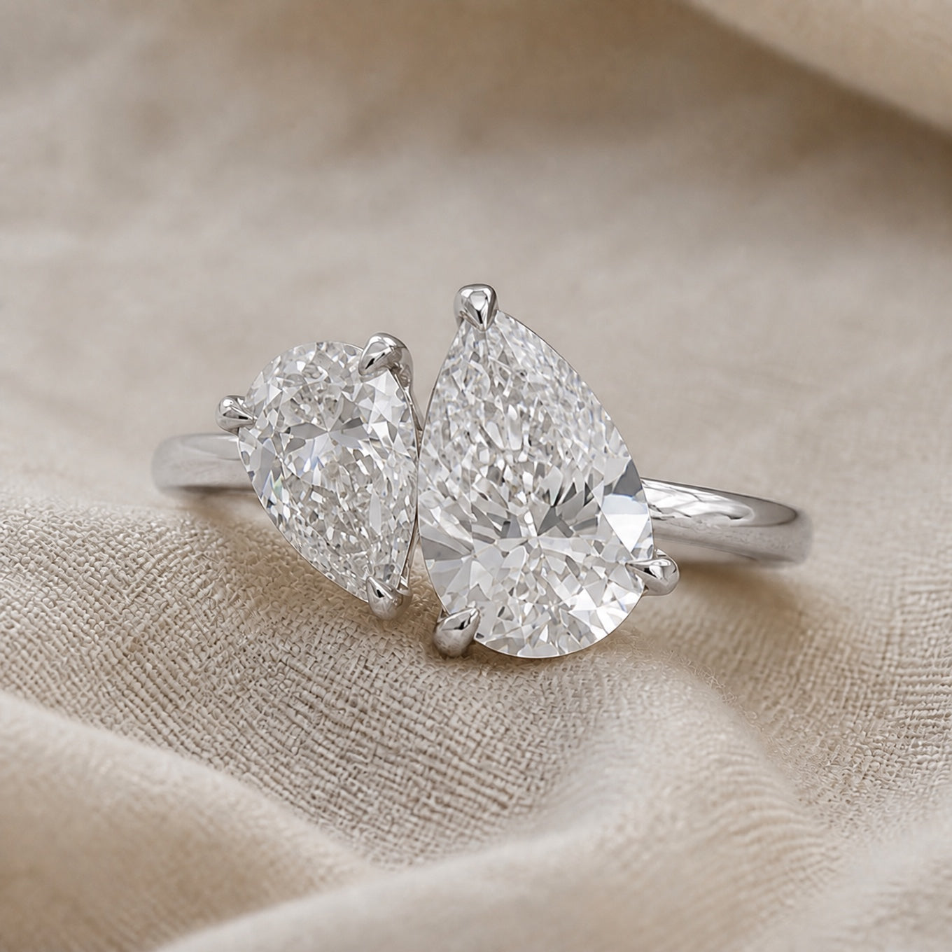 Duo Pear Cut Crystal Ring