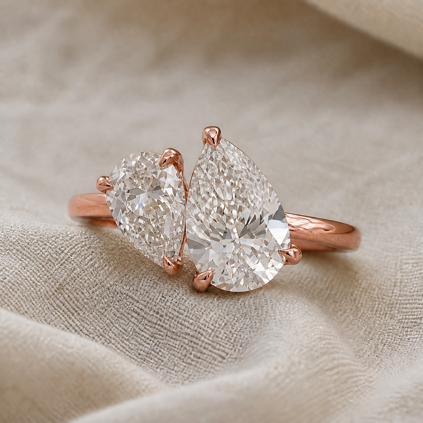 Duo Pear Cut Crystal Ring