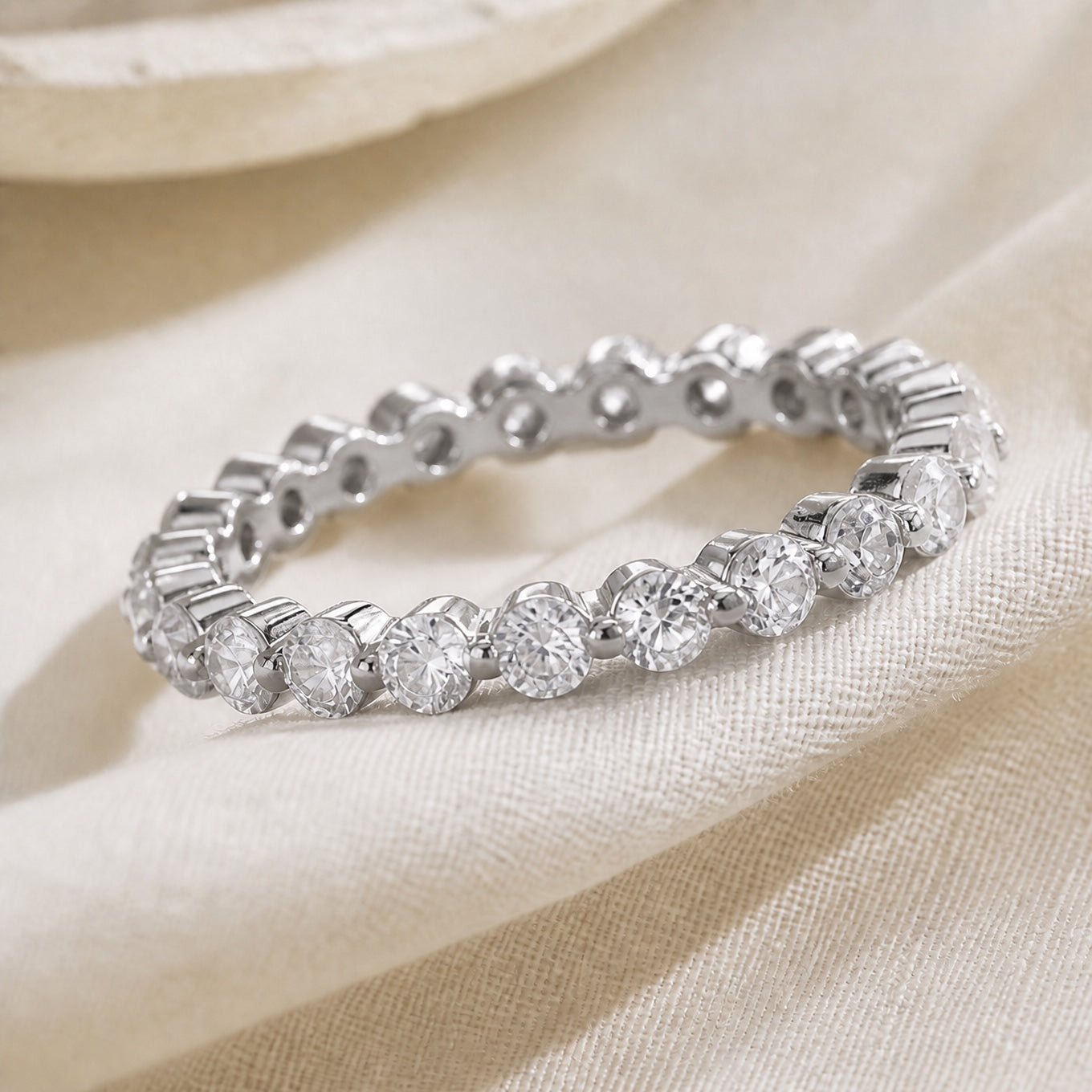 Eternity Round Zirconia Cluster Ring