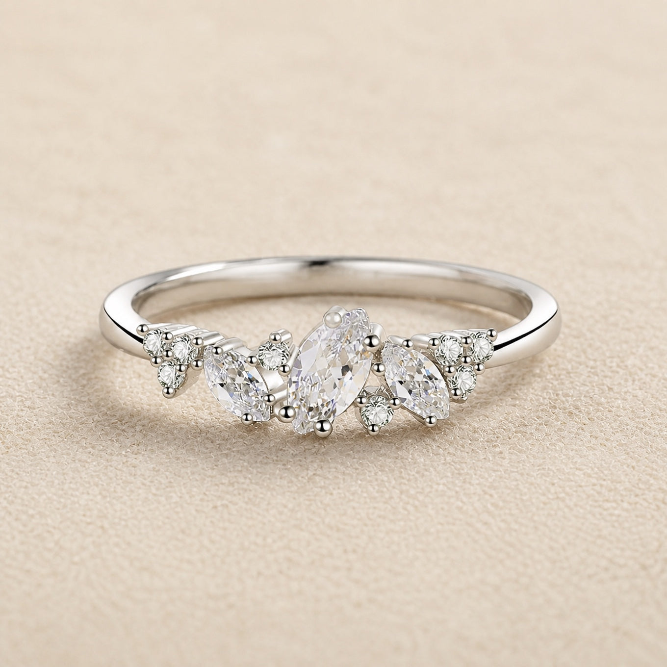 Irregular Marquise Crystal Ring