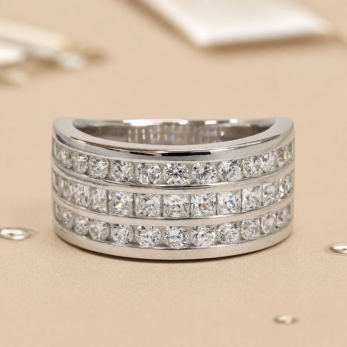 Modern Round Square Zirconia Ring