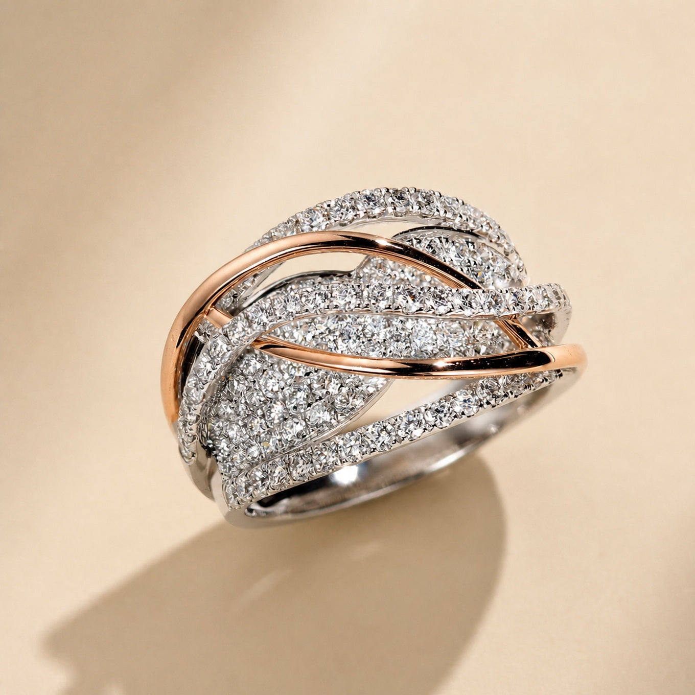 Prestigious Crystal Intertwined Ring