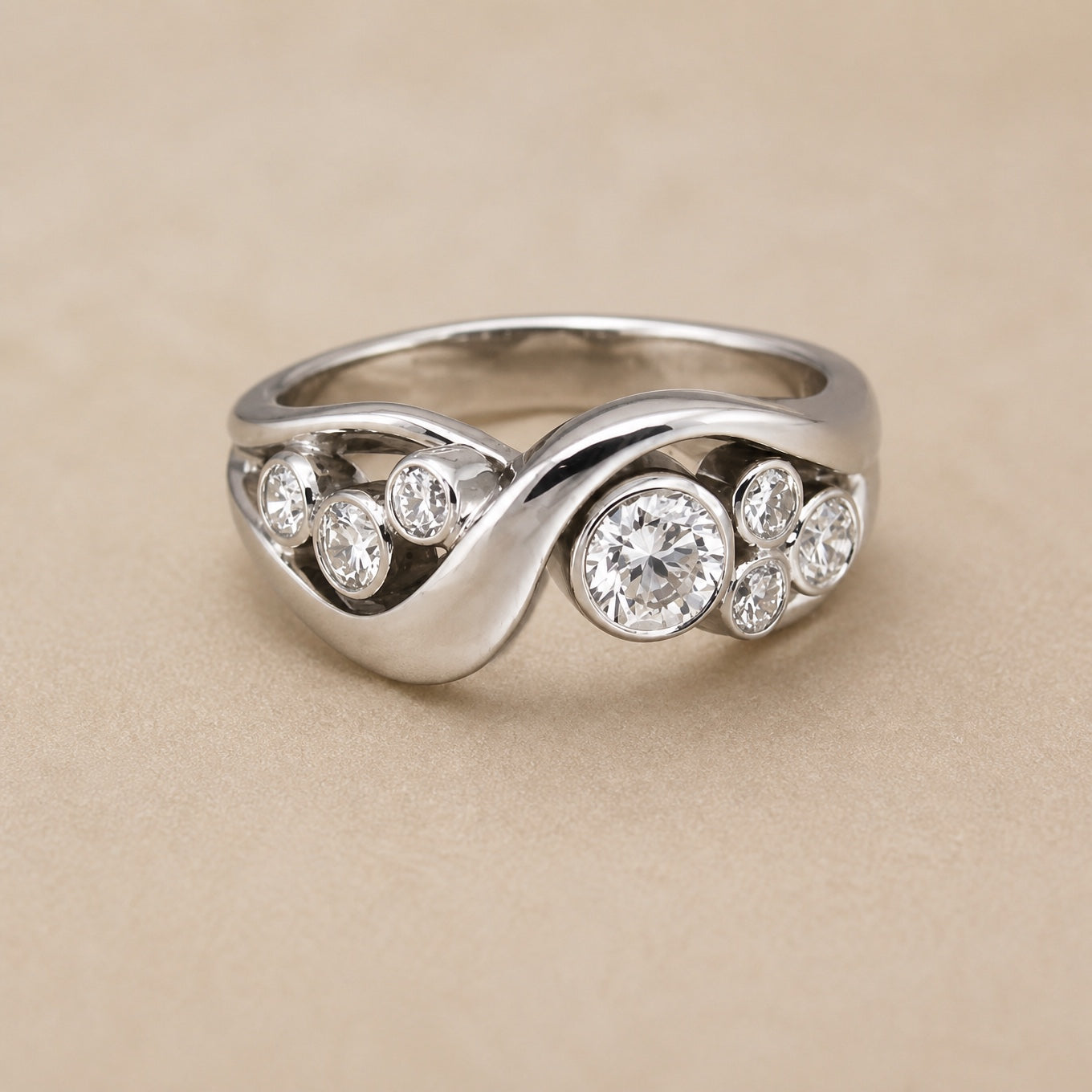 Retro Interwined Crystal Ring